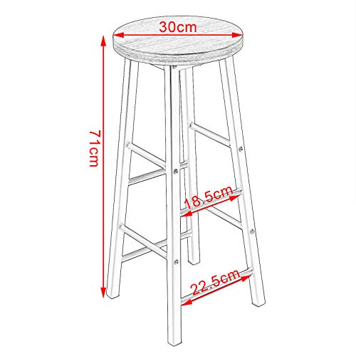 WOLTU BT31sz+BH130sz-2 1x Bartisch + 2X Barhocker Set Bistrotisch Stehtisch Esstisch Essgruppe, Metallgestell, MDF… – Bild 4