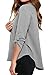 Chase Secret Womens Casual V Neck Button Down Long Sleeve T Shirt Tops Blouses Large Gray