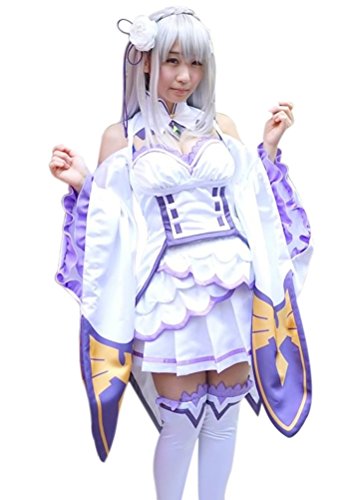 Nuoqi Anime Girls Emilia White Uniforms Cosplay Costumes Full Sets