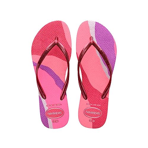 Havaianas Filles Slim Palette Glow Velvet Rose Tongs, Rose en velours., 23/24 EU