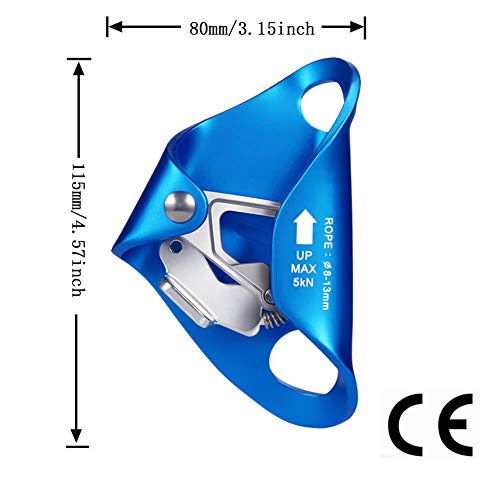 Rope Climbing Chest Ascender Abdominal for Vertical Rope - 5KN Load CE Certified Tree Arborist or Rock Climbing (Blue) - Thumbnail 2