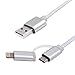 Dimco 2 in 1 USB Charging Cable - Compatible with Lightning cable iPhone charger - Micro USB cable Android charger - works with iOS Android Devices - Nylon Braided Phone Charger Cord - 2 Pack (3.3 ft)