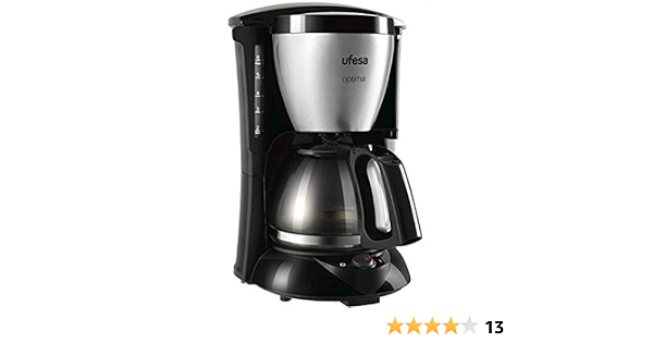 Ufesa CG7214 Optima - Cafetera goteo, 600W, 6-8 tazas, Inoxidable, Negro  antracita y acero : Amazon.es: Hogar y cocina