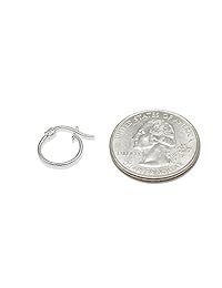 Pendientes de aro de plata de ley con cierre a presión, redondos, finos, ligeros, unisex, tamaño y metal