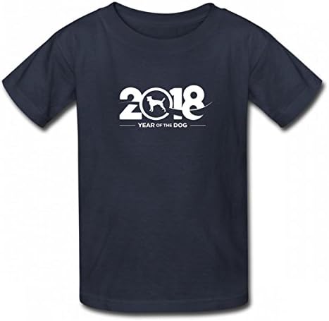 OJZAQ 2018 Year Of The Dog New Year Tshirt Printed Cotton T-Shirts Tops Logo Original Boy Girl Tee Navy
