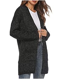 JoyliveCY - Chaqueta de punto para mujer, manga larga, parte delantera abierta, con bolsillos
