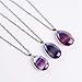 iSTONE Natural Gemstone Water Drop Fluorite Pendant Necklace with Stainless Steel Chain 20 Inch