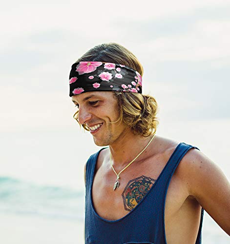 WIRESTER Bandana Mask, Headwear, Scarf for Running, Cycling, Fishing, UV Protection - Falling Pink Flower - Thumbnail 3