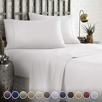 HC COLLECTION Hotel Luxury Comfort Bed Sheets Set, 1800 Series Bedding Set, Deep Pockets, Wrinkle & Fade Resistant, Hypoallergenic Sheet & Pillow Case Set(Full, White)