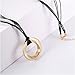 HONGYE Handmade Brushed Circle Long PU Leather Rope Pendant Necklace for Women