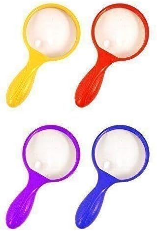 Kids Magnifying Glass - Jumbo Size - Childrens Magnifying Glasses are Great for Hunting Minibeasts Bugs and Studying Insects (Assorted Colours) 4 PACK