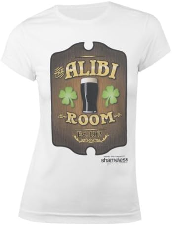 Shameless Women's Alibi Room Junior Fit T-Shirt White Large