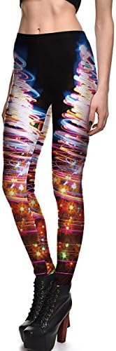 Emmy Lee Women's Basic Digital Print Design Stretch Skinny Leggings Pants L Neon