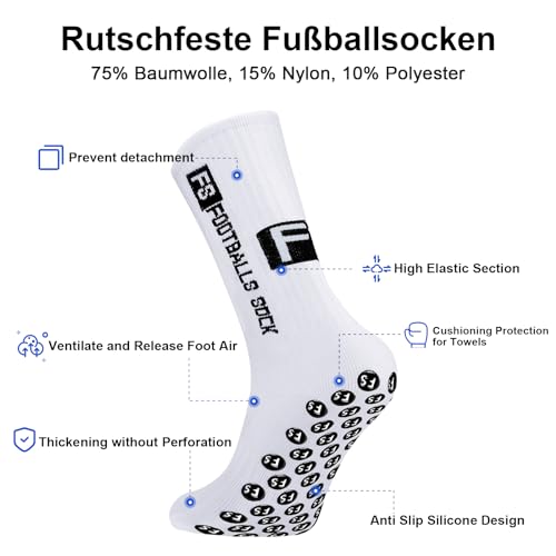 AVABEST Mens Soccer Socks 2 Pairs 35-39 39-46 46-50 Football Socks Non Slip Sports Socks