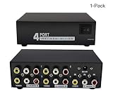 1 in 4 Out 3 RCA AV Audio Video Splitter Amplifier for Cable Box DVD DVR Analog TV 1x4 Port Splitter Composite 3 RCA Av Video Audio Switch Switcher,QiCheng&LYS (1 in 4 Out)