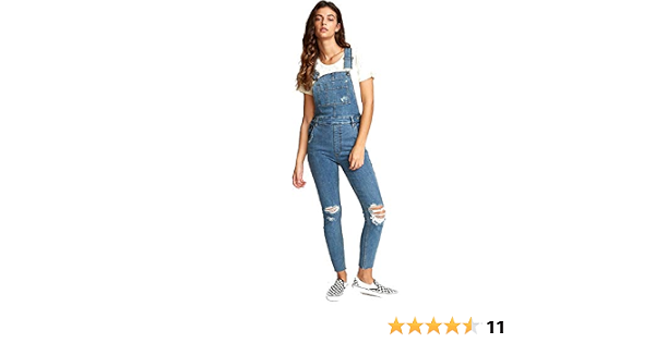 RVCA Womens FOSS Denim Overall Jeans 