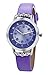 DOVODA Girl Watches Easy Reader Time Teacher Flowers Diamond Purple Leather Band Girls Watch