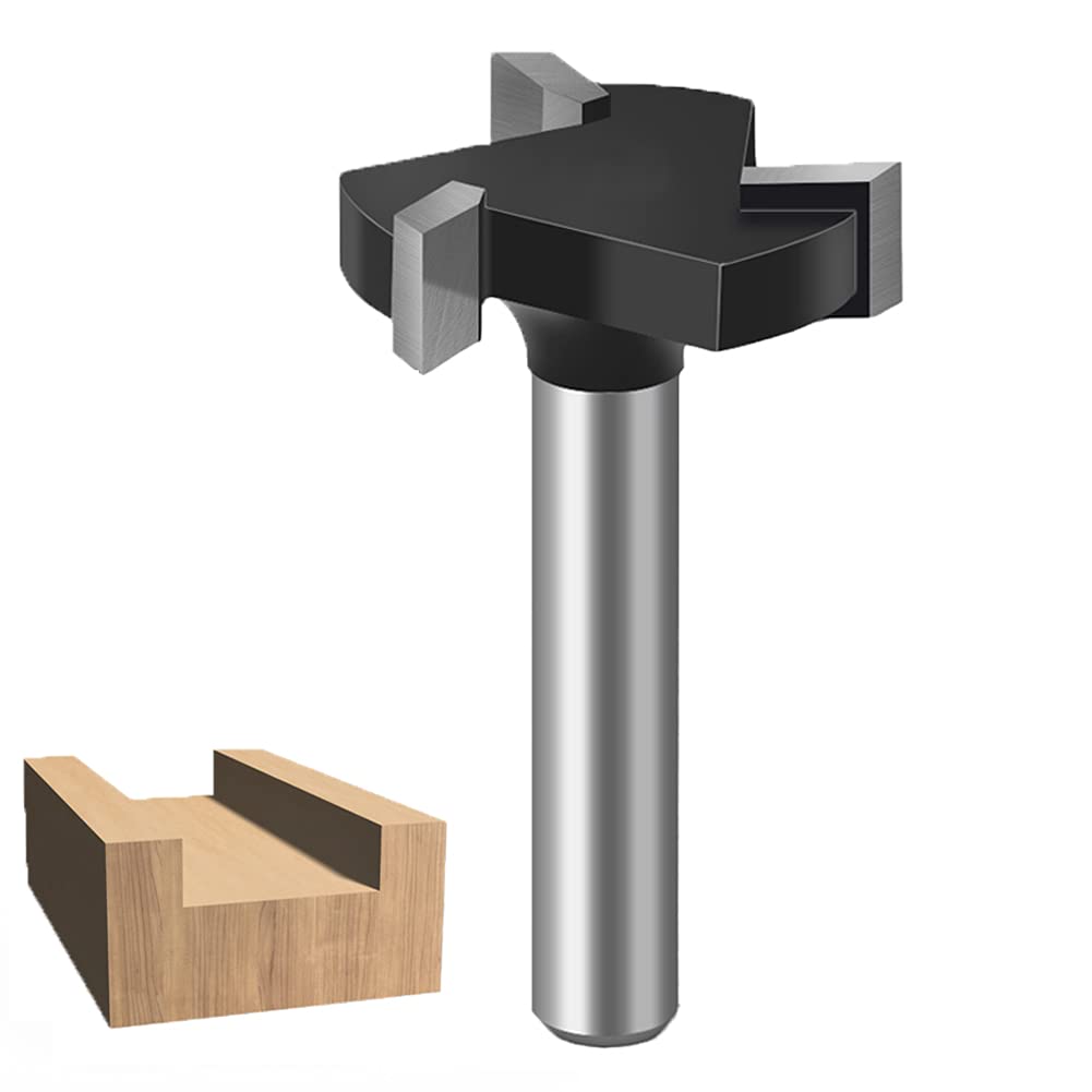 Baorder CNC Spoilboard Surfacing Router Bit,6mm Shank T Shape Wood Milling Cutter Planing Tool,Slab Flattening Router Bit Carbide Planer Router Bits for Woods