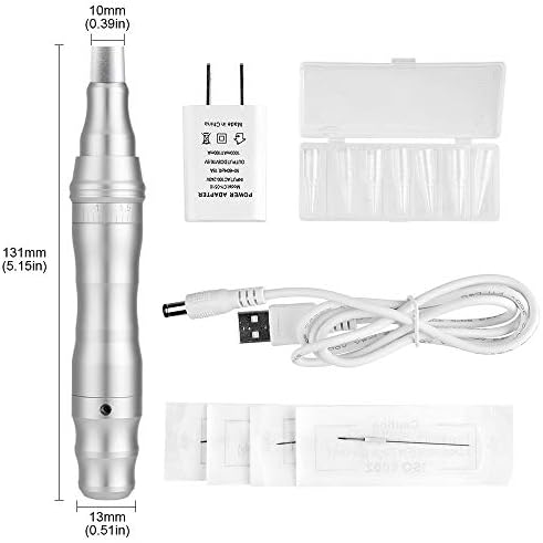 WOOLIY Tattoo Hybrid Tattoo Pen Permanent Makeup Pen Rotary Tattoo Machine 4.5w Motor Needle Cartridges with DC5.5 EM811-1,Silver