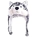 NYKKOLA Plush Faux Fur Animal Critter Hat Cap Soft Warm Winter Headwear Plush Wolf Hat, One Size
