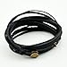 COOLLA Black Leather Wristband Cuff Bracelet, Black Ropes Bracelet, Women Wrap Bracelet, Men Wrap Bracelet Sl2337