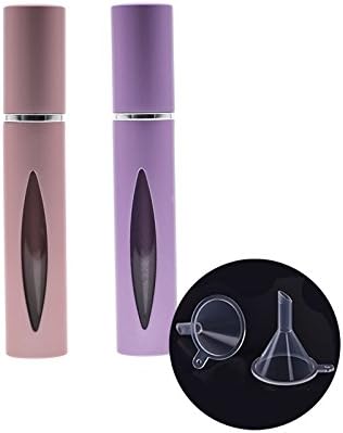 Essential Oil Roller Bottles Set 2 Pack(10ml) with Stainless Steel Balls-Dolovemk Refillable Travel Size Roller Bottles Empty for Perfume&Aromatherapy Oils-with Opener(Purple Pink)