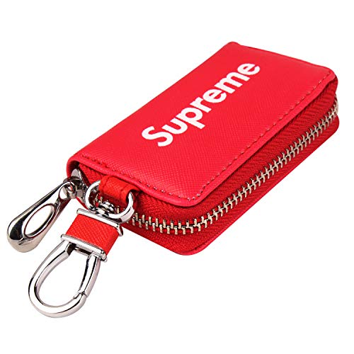 Leather Car Smart Key Chain Universal Key Holder Bag Black Zipper Case Cover Wallet Bag Shell Fob Ring (P Seven) - Thumbnail 2