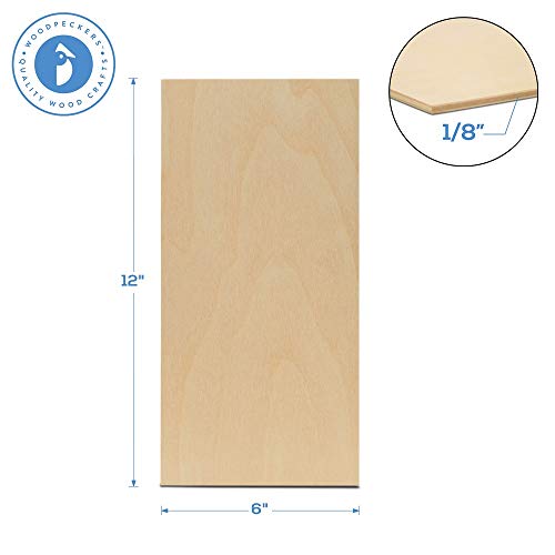 Baltic Birch Plywood, 3 mm 1/8 x 6 x 12 Inch Craft Wood, Box of 16 B/BB