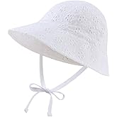 Lcaiualu Baby Girl Sun Hats Cotton Toddler Summer Cap Girls Wide Brim Bucket Hat Infant Flower Hats Beach Sun Protection