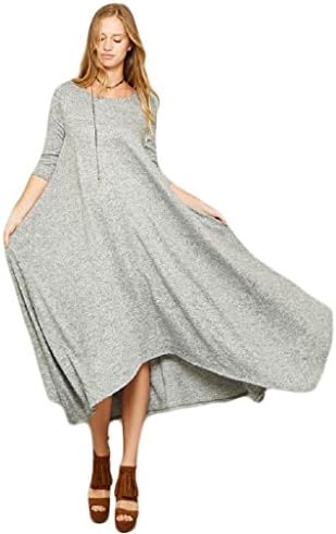Women's Long Loose Casual Asymmetrical Oversize Handkerchief Hem Jersey Maxi Dress (Made In The USA)