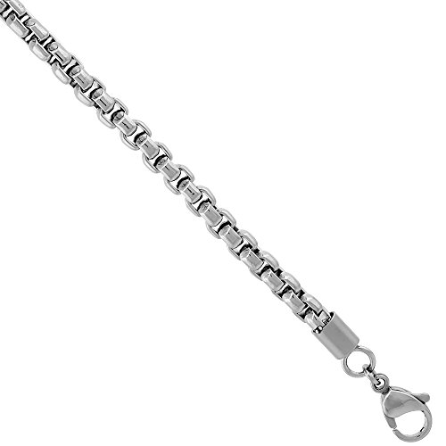 Surgical Steel Heavy Round Box Chain Necklace 4.5 mm, 22 inch