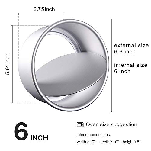 Bakerdream Anodized Aluminum Round Cheesecake Pan with Removable Bottom Bakeware Round Cake Pan Chiffon Cake Mold Push Pan (6 inch)
