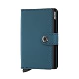 Secrid Mini Wallet, Matte Petrol, Genuine Leather, RFID Safe, Holds up to 12 Cards