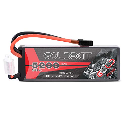 GOLDBAT Lipo 2s 5200mAh RC Batterie 7.4V 50C 2S LiPo Batterie Hardcase Lipo Pack Compatible Avec TRX Plug Pour RC Evader…