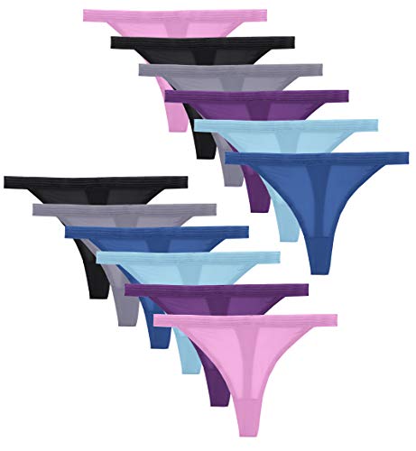 Fruit of the Loom Women's Everlight Thong Panties (12-Pack), Assorted 7