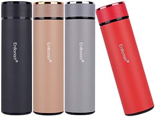Enllonish Vacuum Insulated Travel Mugs with Filter | Reusable and Leak-Proof Coffee Tea Flask | Premium Quality Stainless Steel Mug 500 ML | Double Walled Vacuum Flask (Black)