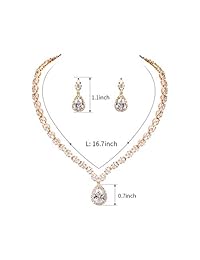 WeimanJewelry - Juego de collar y pendientes de plata y oro con circonita cúbica para mujer
