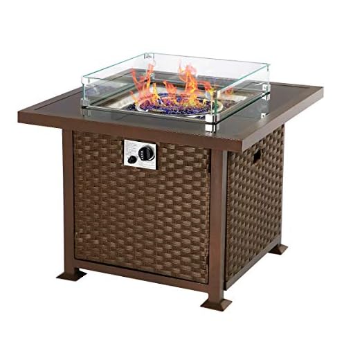 UMAX Propane Fire Pit Table, 44in Gas Fire Pit, 50,000 BTU Auto