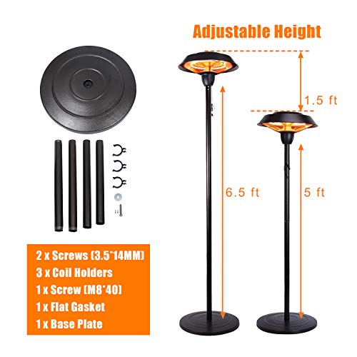 Star Patio Outdoor Freestanding Electric Patio Heater, Infrared Heater, Hammered Bronze Finished, Portable Heater Suitable as a Balcony Heater, BBQ and Outdoor Party Heater, ZHQ1566-C-S - Thumbnail 6