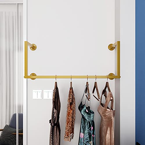 HOMEKAYT Gold Clothing Rack,WallMounted Clothes Rack,Modern Clothes