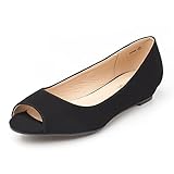 DREAM PAIRS Women's Dories Flats Shoes Low Wedge Heel Peep Toe