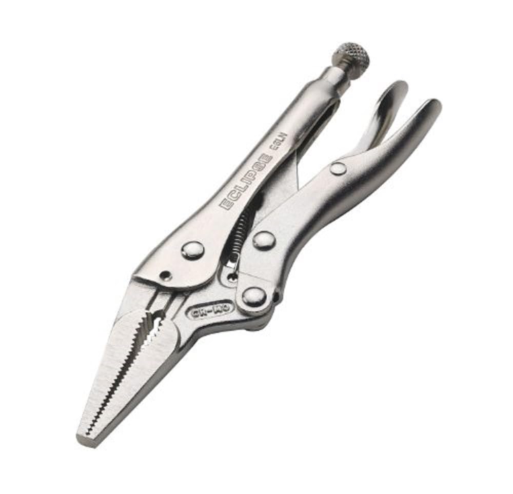 Eclipse Professional Tools E6LN Long Nose Locking Pliers with Wire Cutters 6"/150mm, Silver