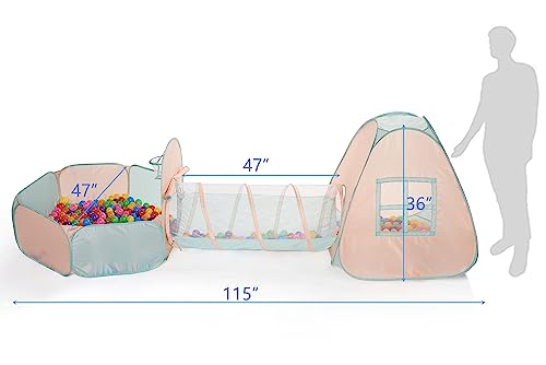 UTEX 3 in 1 Pop Up Play Tent with Tunnel, Ball Pit for Kids, Boys, Girls, Babies and Toddlers, Indoor/Outdoor Playhouse