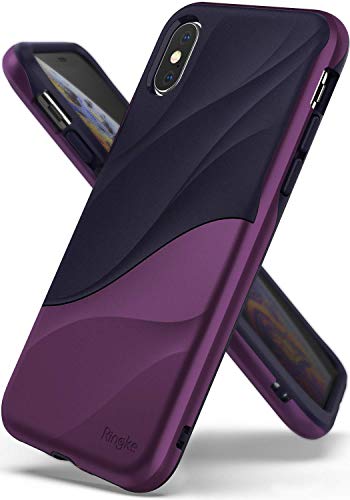Ringke Wave Designed for iPhone Xs Case, iPhone X Case, Dual Layer Heavy Duty 3D Textured Cover for iPhone Xs (5.8") (2018) - Metallic Purple