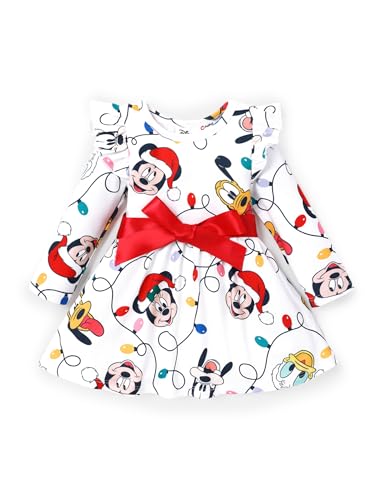 Disney Princess Frozen Elsa Minnie Mickey Stitch Ruffle Sleeve Dress A Line Long Sleeve Kids Clothes Baby to Toddler