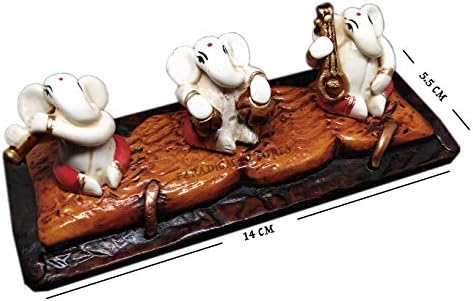 Paradigm Pictures Ganeshas Playing Instruments Polyresine Showpiece for Home Living Room Décor and Office Items
