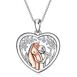 YFN 925 Sterling Silver Horse Pendant Necklace Girls Embrace Horse Gift for Girls Boys Horse Lover