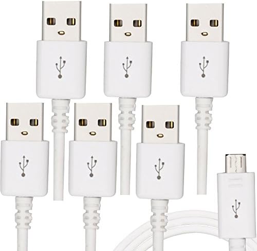 [6 Pack] Micro USB Cable Powerline Micro USB MortyMart Metal-Plated Connectors High Speed USB 2.0 A Male to Micro B Sync and Charging Cables for Android, Samsung, HTC, Sony and More(6 Pack White 3Ft)