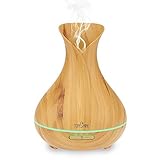TOMSHINE 400ml Cool Mist Air Humidifier Ultrasonic Aroma Essential Oil Diffuser Wood-Grain 7 Color Changing Light for Office Home Bedroom Living Room Study Yoga Spa
