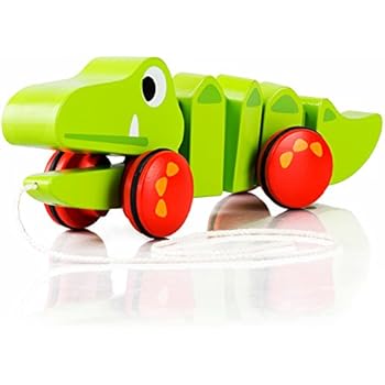 cossy Wooden Pull Toys for 1 Year Old, Alligator Push Toy for Toddler Toys